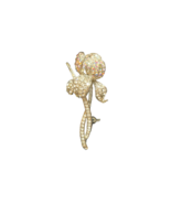VTG Brooch Flower Design Crystal &amp; Aura Borealis Rhinestones Silvertone ... - £9.92 GBP