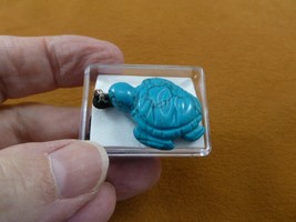 ann-tur-sea-12 teal Blue Howlite SEA TURTLE figurine Pendant NECKLACE turtles - £9.73 GBP