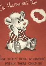 Hallmark Hall Brothers Vintage Valentine Card Cute Bear Hearts Typed Note - £10.35 GBP