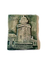 Decorative Tile For Wall Decor, Artisan Portugal Pottery Lighthouse Mosa... - £43.85 GBP