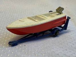 Lesney England Vtg Plastic &amp; Diecast Boat w/ Motor &amp; Trailer #48 Toy Veh... - £39.28 GBP