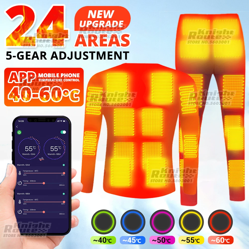 24 Areas Winter Heated Underwear Thermal Self Heating Jacket Women Men Tops - £51.06 GBP+