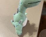 Okie Dokie Green Dinosaur Rattle Plush 10&quot; Knit Stuffed Animal Toy - £13.47 GBP