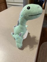 Okie Dokie Green Dinosaur Rattle Plush 10&quot; Knit Stuffed Animal Toy - $16.82