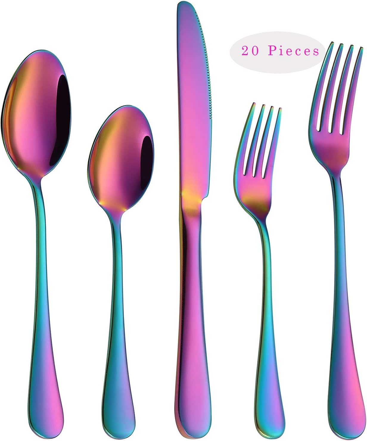 Vandbao Rainbow Flatware Cutlery Silverware Set 20 Pieces,, Dishwasher Safe - $32.99