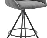 Armen Living Odessa 26&quot; Counter Height Bar Stool in Charcoal Fabric and ... - $207.99