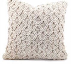 Boho Cotton Off White Macrame Sofa Cushion Pillow Cover 16 Inch - set of 2 - £49.85 GBP