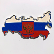 souvenir refrigerator magnet Russian map flag coat of arms vintage rubbe... - £7.09 GBP