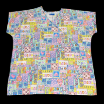 Medium Women Scrub Top Spring Faith Love Joy Floral Heart Breast Cancer ... - $9.99