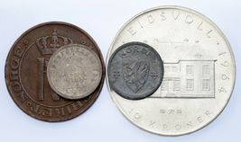 Norway 4-Coin Set 1894 &amp; 1942 10 Ore 1912 5 ore 1964 10 Kroner - $106.82