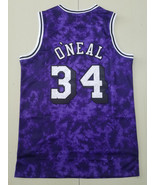Men&#39;s Shaquille O&#39;Neal #34 Jersey Lakers Throwback Galaxy Purple Uniform - $66.29 CAD
