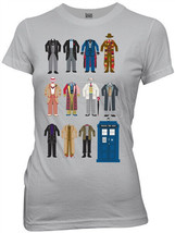 Doctor Who 1st Eleven Doctor Outfits Womem&#39;s Baby Doll/Juniors T-Shirt UNWORN - $14.99