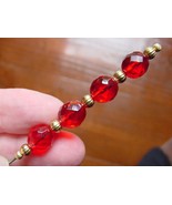 U-51) faceted red glass 4 bead gold tone hatpin Pin hat SOCIETY pins JEW... - £8.17 GBP