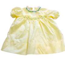 Polly Flinders Hand Smocked Yellow Dress T2 Vtg Little Girls Pink Blue Flowers - £21.60 GBP
