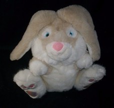 11&quot; Vintage Skm Enterprises Tan &amp; White Baby Bunny Stuffed Animal Plush Toy Pink - £20.87 GBP