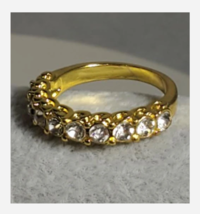 Gold Rhinestone Costume Band Ring 5 6 8 9 - £31.26 GBP
