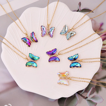 Dazzling Crystal Butterfly Necklace,7 Colors - £6.79 GBP