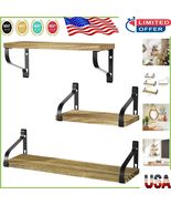 3-Piece Rustic Wood Floating Shelf Set - Perfect for Bedroom, Bathroom &amp;... - $590.63 MXN