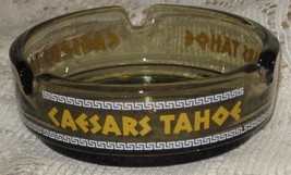 VTG Caesars Tahoe - Decorated Smokey Grey Glass Ashtray - $145.47 MXN