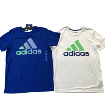 Adidas Youth Boys 2 Pack Performance Athletic Shirts Blue White L 14/16 - £12.68 GBP