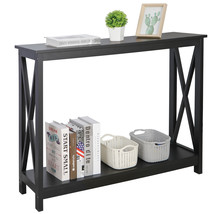 Console Table Modern Accent Side Stand Sofa Espresso Display Storage Shelf - £70.39 GBP