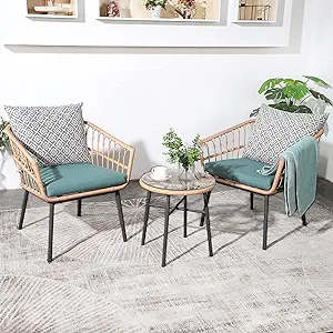 3 Piece Patio Furniture Outdoor Conversation Bistro Set With Tempered Co... - $394.99
