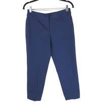Michael Kors Womens Dress Pants Ankle Crop Flat Front Navy Blue 2 - £15.13 GBP