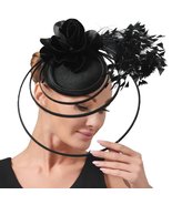 Elegant Black Feather Fascinator Hat for Women - £23.86 GBP