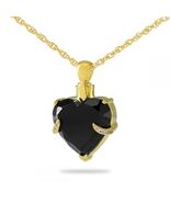 Black Crystal Heart Gold Steel Keepsake Pendant Funeral Cremation Urn fo... - €62,25 EUR