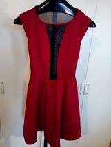 CHARLOTTE RUSSE LADIES DK RED MINI-DRESS w/BLACK NET BACK/CENTER FRONT-S... - $7.99