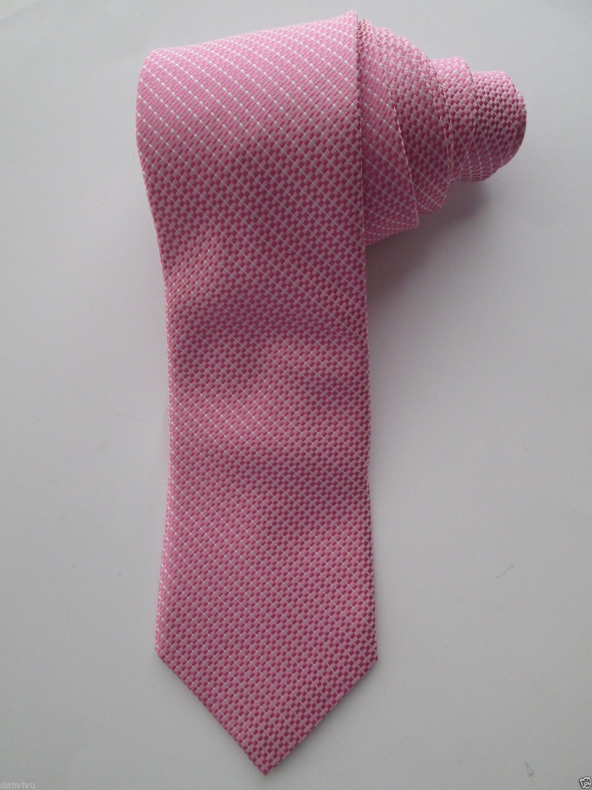 Primary image for Nordstrom Jacquard Tipping Woven Silk Neck Tie Lightpink 59x3.5 Made In U.S.A 