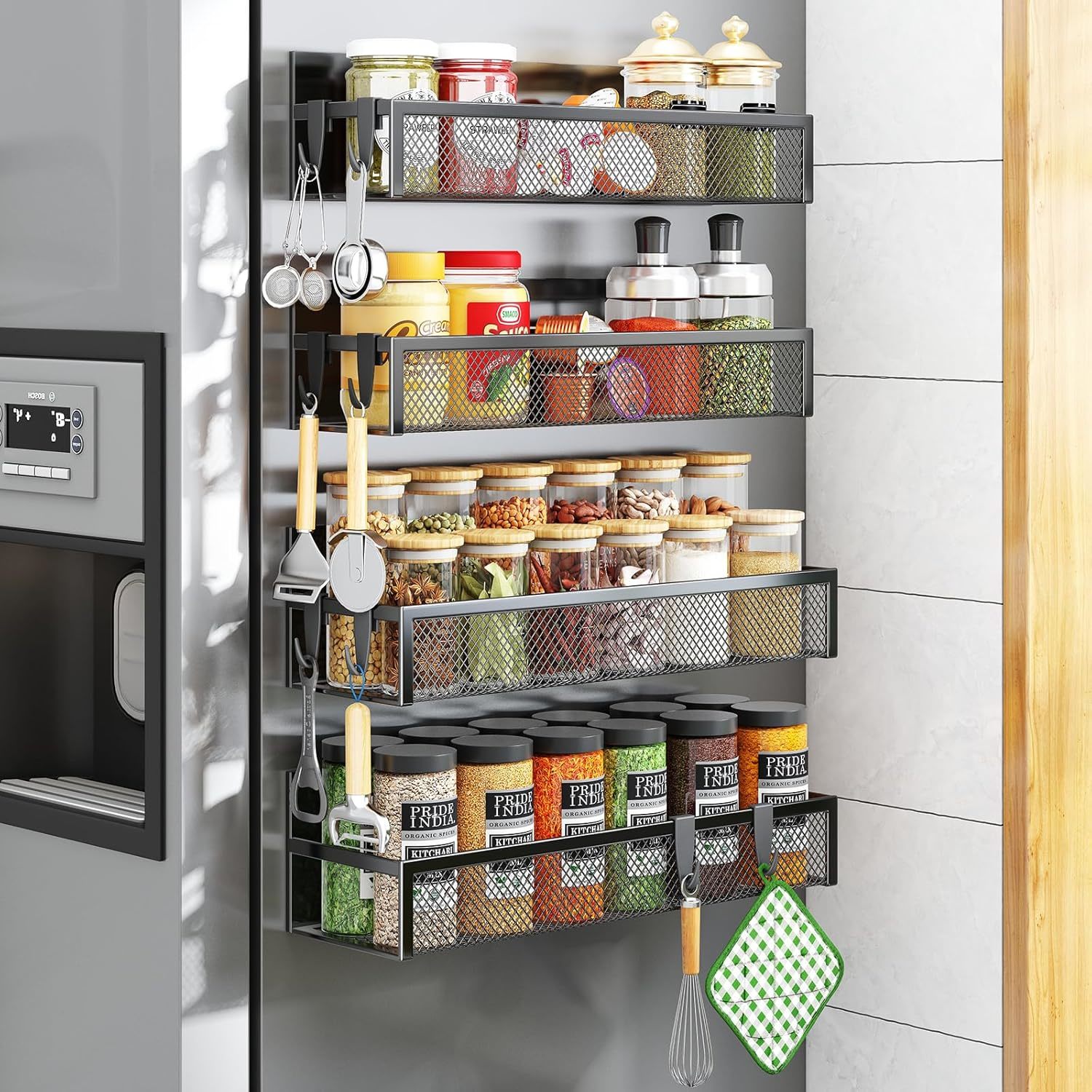 Magnetic Spice Rack For Refrigerator, 4 Pack Magnetic Shelf, Fridge, 4 Pack - $33.99