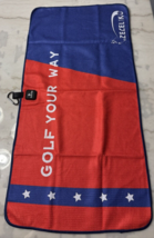 Magnetic Golf Towel Red White &amp; Blue &quot;Golf Your Way&quot; 31&quot; x 15.7&quot; NEW - £14.53 GBP