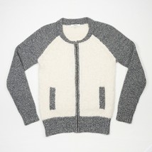 Madewell Cardigan Sweater Womens S Heather Gray White Full Zip Alpaca Wool Blend - £25.76 GBP