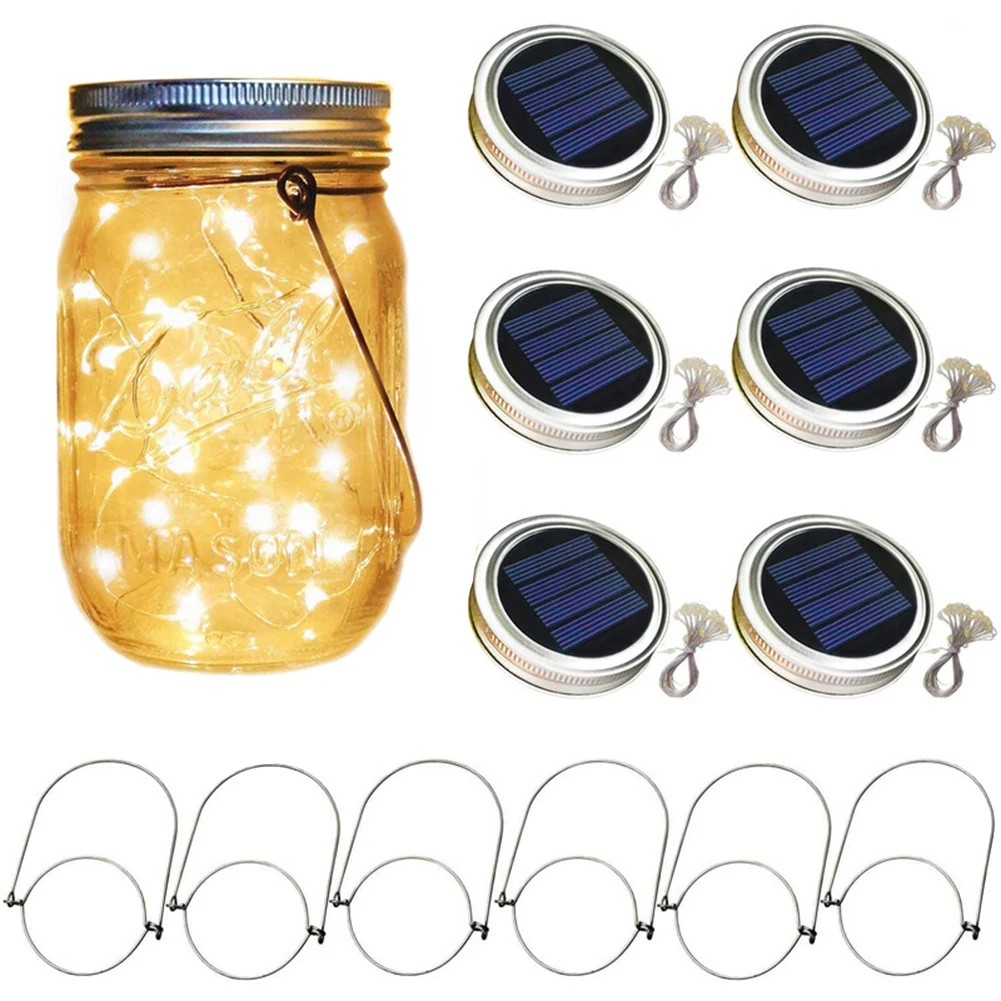 Solar Mason Jar Lid Light LED Solar Fairy Mason Star Jar Lights Outdoor Party - £8.93 GBP+