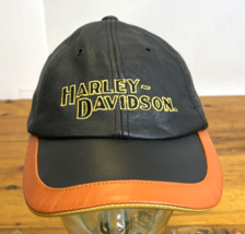 Harley Davidson Vintage Motorcycle Biker 100% Genuine Leather Hat Cap - $39.59