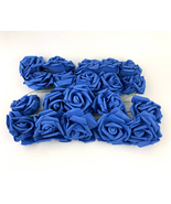 20 PC Blue 3&quot; Foam Flower Rose Wire Stem Single NEW Wedding Bridal Parties - £14.18 GBP