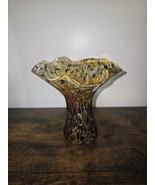 Glass Eye Studio Amber Marble Mini Ruffled Vase 6&quot; - $54.45