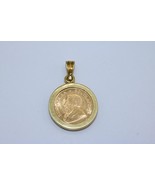 2001 1/10oz South Africa Krugerrand 22K Gold Coin in 18K Gold Bezel Pendant - £436.44 GBP