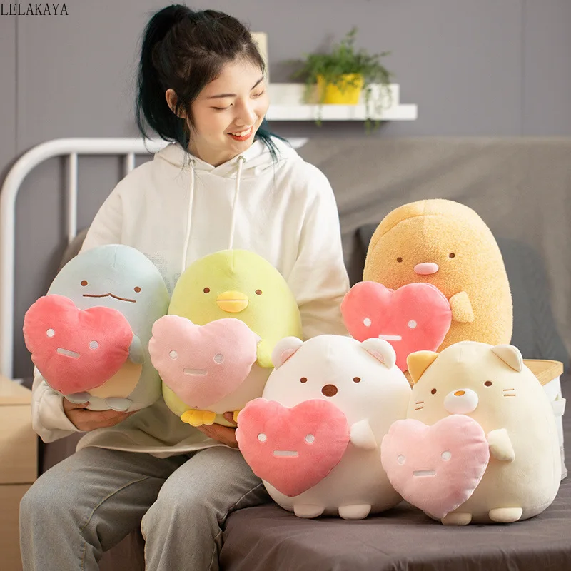 Anime sumikko gurashi corner bio with heart plush toys soft pillow cushion kids lovely thumb200