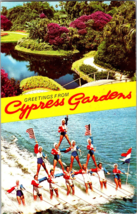 Vintage 1979 Greetings From Cypress Gardens Florida Postcard Water Skiing (B8) - £5.08 GBP