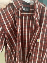 CARHARTT mens Shirt XL Red Short Sleeve Flannel Button Down Pockets..plus Coke S - £14.04 GBP