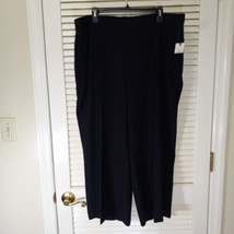 Terra &amp; Sky Black Capri Size 1X Crop Relaxed Fit Stretch Wide Leg Pull O... - $16.95