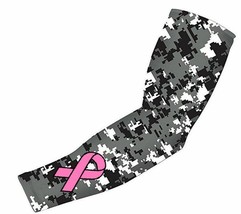 Pink Ribbon Breast Cancer Compression Baseball Football Arm Sleeve Black... - £6.28 GBP