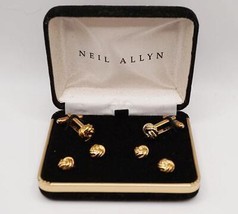 Mens Neil Allyn Gold Tone Knot Cufflink Set - £32.29 GBP