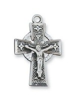 STERLING SILVER CELTIC CROSS CRUCIFIX WITH A 18 INCH CHAIN AND GIFT BOX - £38.33 GBP