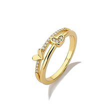 Double layer ring,stackable ring,silver ring,gift for her,statement ring,heart r - £19.66 GBP