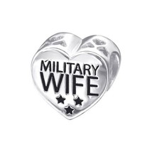Military Wife Charm 925 Sterling Silver bead fits on European Bracelet - £13.93 GBP