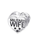 Military Wife Charm 925 Sterling Silver bead fits on European Bracelet - £13.93 GBP