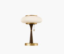 interoknack Vintage Walnut Table Lamp with White Glass Shade, Pull Chain... - $418.86 CAD